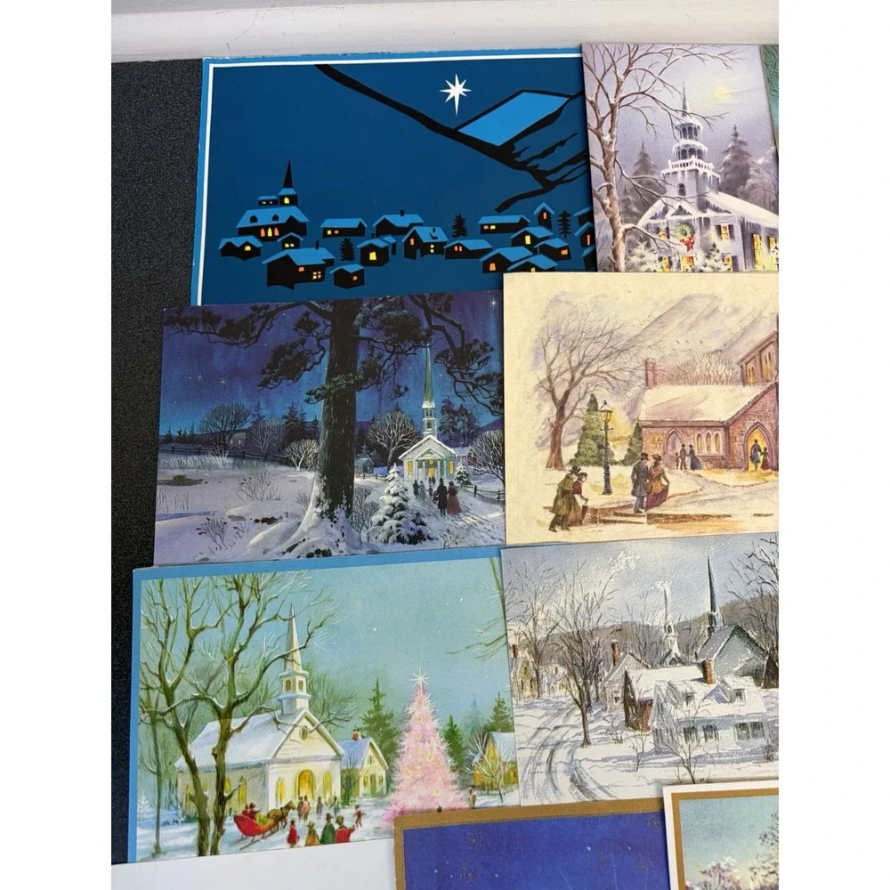 Vintage Christmas Cards Fronts ONLY Churches Cathedrals Scrapbooking Crafts 50+